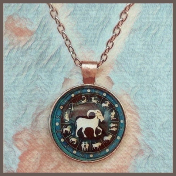 Jewelry - Aries Horoscope Cabochon Pendant Necklace Silver T